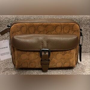 Coach Warner Crossbody Bag in signature suede and refined pebble leather